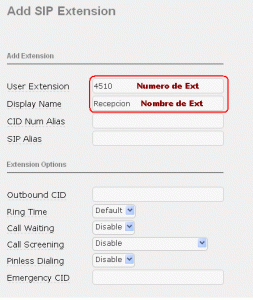 Configuracion de extensiones en Elastix